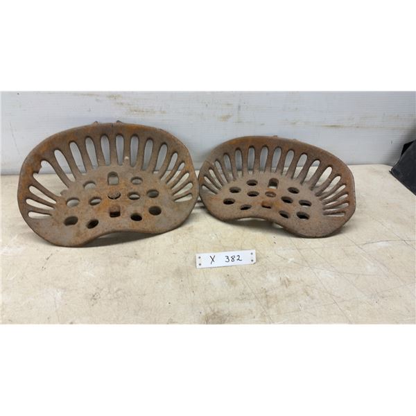 Antique Cast Iron Tractor Implement Seats, Set of 2
