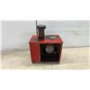 Image 3 : Antique Red Tin Toy Magic Lantern Projector with Gold Pinstripe, Late 19th/Early 20th Century