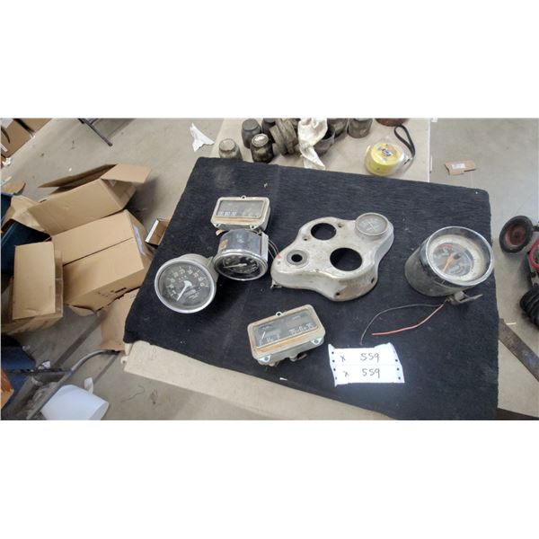 Vintage Auto Gauges: Stewart-Warner Tachometer, Amperes Gauge, Gas Saver Gauge