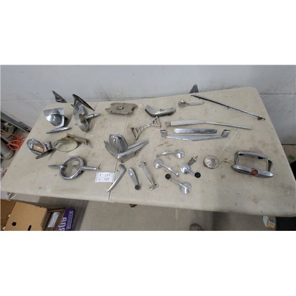 Vintage 1950s Automotive Chrome Trim, Ford, Mercury, Chevrolet Hood Ornaments, Handles