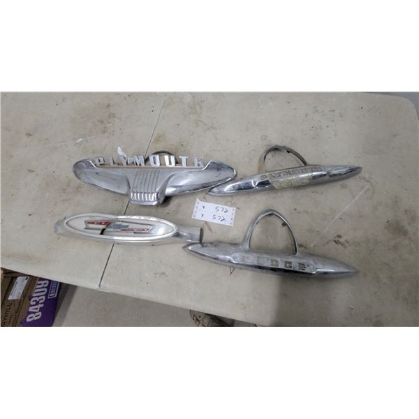 Vintage 1955-1956 Chrome Auto Trim: Chevrolet Hood Ornament, Plymouth and Dodge