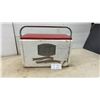 Image 1 : Vintage King-Seeley Thermos Metal Chest Cooler, with Schmidt Beer Advertising, White with Red Lid