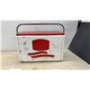 Image 3 : Vintage King-Seeley Thermos Metal Chest Cooler, with Schmidt Beer Advertising, White with Red Lid