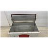 Image 5 : Vintage King-Seeley Thermos Metal Chest Cooler, with Schmidt Beer Advertising, White with Red Lid