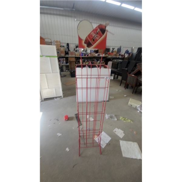Coca-Cola Classic Red Metal Wire Multi-Tier Point-of-Sale Beverage Display Rack with Bottle Sign