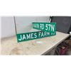 Image 1 : Reflective Street Signs, "Navin Rd 57N" and "James Farm Rd" with Mounting Bracket