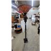 Image 1 : Tiffany-Style Mosaic Glass Torchiere Floor Lamp with Ornate Bronze-Finish Base