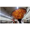 Image 2 : Tiffany-Style Mosaic Glass Torchiere Floor Lamp with Ornate Bronze-Finish Base