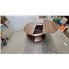 Image 4 : Modern Round Swivel-Top Coffee Table, Walnut Finish, Riser Top