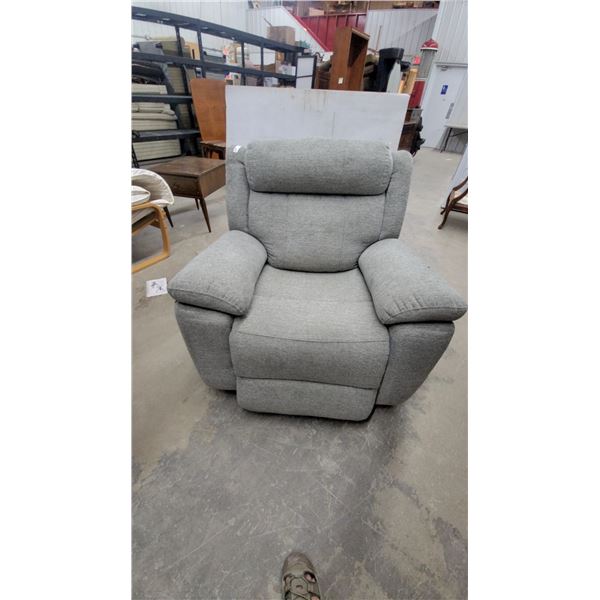 Modern Light Grey Fabric Power Medi-Lift Recliner Chair, Sealy