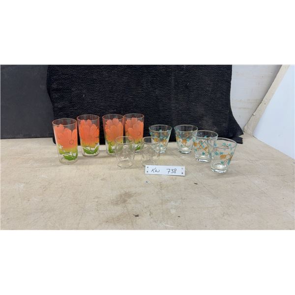 Vintage Mid-Century Glassware: Federal Poppy Tumblers, Hazel Atlas Pinecone Glasses