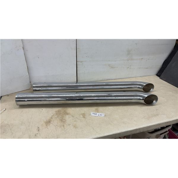 Pair of Chrome Exhaust Stacks with Tapered Fishtail Ends