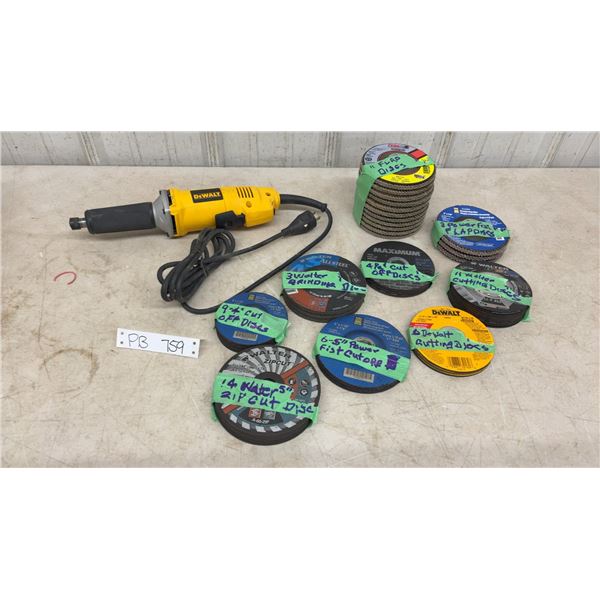 Dewalt 1 1/2” Die Grinder Never Used and various Angle Grinder Discs