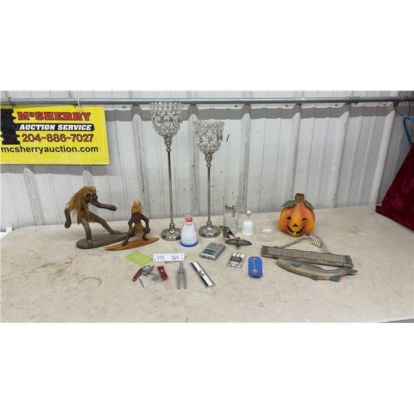 Jack-O'-Lantern Candle Holder, 2 Crystal Candle Holders, Welcome Fish Sign