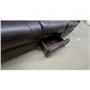 Image 10 : Dark Brown Faux Leather Three-Seater Reclining Sofa With Tufted Cushions 87” wide