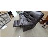 Image 11 : Dark Brown Faux Leather Three-Seater Reclining Sofa With Tufted Cushions 87” wide