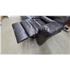 Image 12 : Dark Brown Faux Leather Three-Seater Reclining Sofa With Tufted Cushions 87” wide
