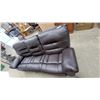 Image 3 : Dark Brown Faux Leather Three-Seater Reclining Sofa With Tufted Cushions 87” wide