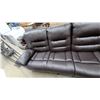 Image 4 : Dark Brown Faux Leather Three-Seater Reclining Sofa With Tufted Cushions 87” wide
