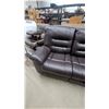 Image 5 : Dark Brown Faux Leather Three-Seater Reclining Sofa With Tufted Cushions 87” wide