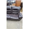 Image 7 : Dark Brown Faux Leather Three-Seater Reclining Sofa With Tufted Cushions 87” wide