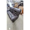 Image 8 : Dark Brown Faux Leather Three-Seater Reclining Sofa With Tufted Cushions 87” wide