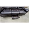 Image 9 : Dark Brown Faux Leather Three-Seater Reclining Sofa With Tufted Cushions 87” wide
