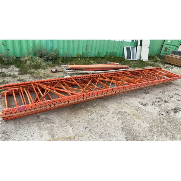 Pallet Racking: 20 Ft Uppers, 8 Ft Side Rails, and 10 Ft Side Rail