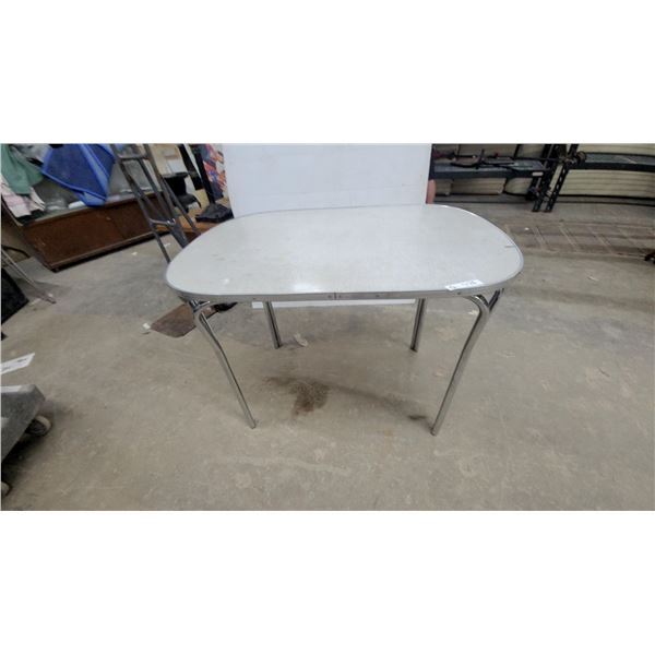 Vintage Mid-Century Modern Oval Formica Top Dinette Table with Chrome Legs