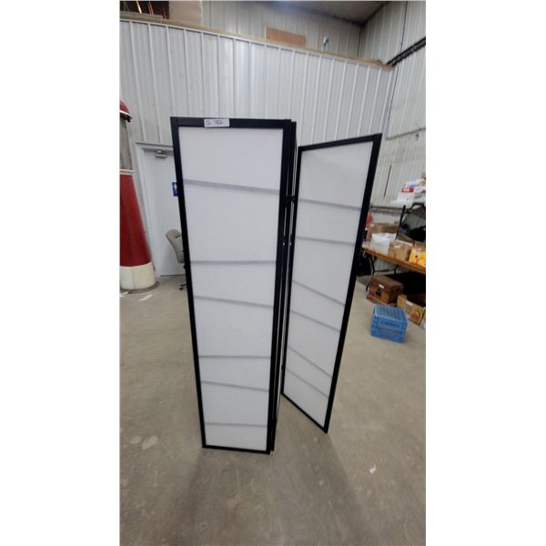 Three-Panel Japanese Shoji-Style Room Divider with Black Frame and White Panels each panel 17”×71”