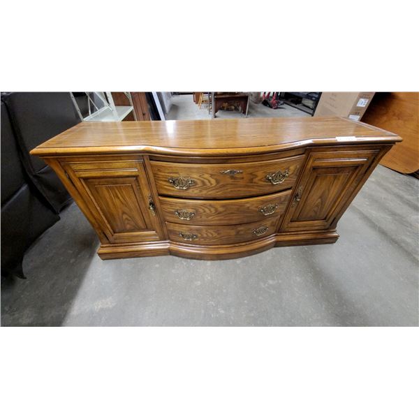 Sklar-Peplar Traditional Oak Bombé-Front Chest of Drawers, Two Doors, 3 Drawers