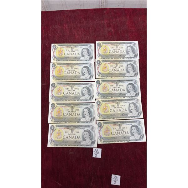 10 Uncirculated 1973 $1 Bills