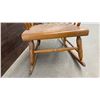 Image 5 : Vintage Wooden Spindle-Back Rocking Chair With Stenciled Gold Floral Motif and Turned Legs