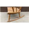 Image 6 : Vintage Wooden Spindle-Back Rocking Chair With Stenciled Gold Floral Motif and Turned Legs