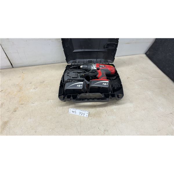 Skil Xdrive 14.4 Volt Cordless Drill Kit with Two Batteries, Charger, and Case
