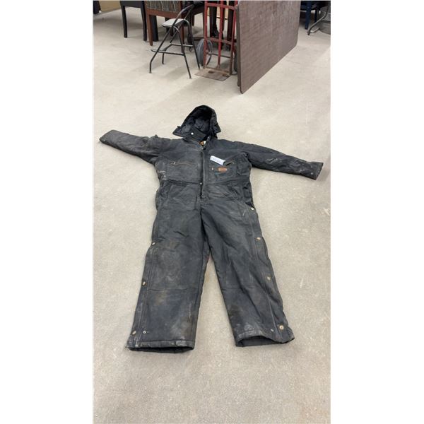 Super Tuff Workwear Model 081-2 Insulated Hooded Coverall, Size XL/LG, Black. Needs to be laundered