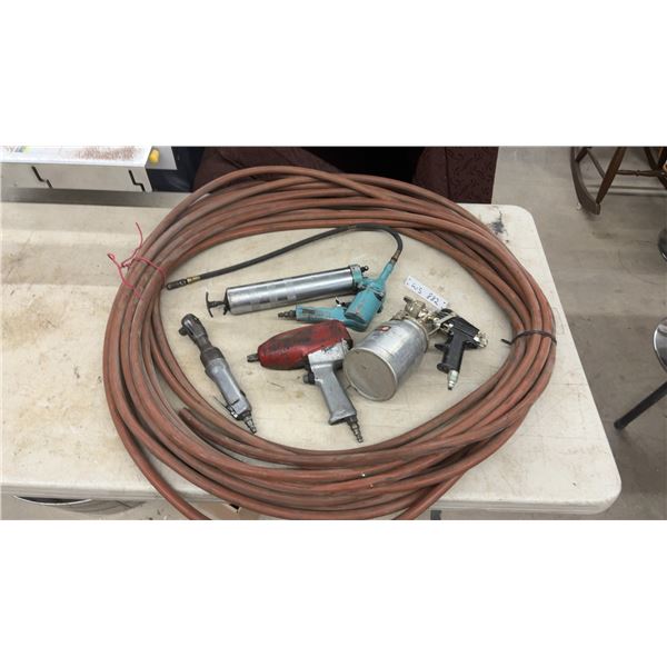 Air Tools: Impact Wrench, Ratchet, Grease Gun, Paint Gun, and Air Hose