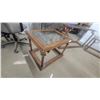 Image 5 : Wood framed brass and glass sofa table 28”×51”×17” and 21”×23”×29”