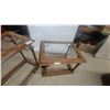 Image 8 : Wood framed brass and glass sofa table 28”×51”×17” and 21”×23”×29”