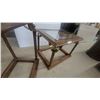 Image 9 : Wood framed brass and glass sofa table 28”×51”×17” and 21”×23”×29”