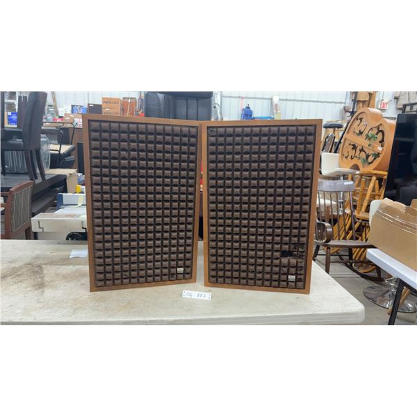 Pair of AMX Sound Model 202 Vintage Speakers With Brown Waffle-Foam Grilles, Working