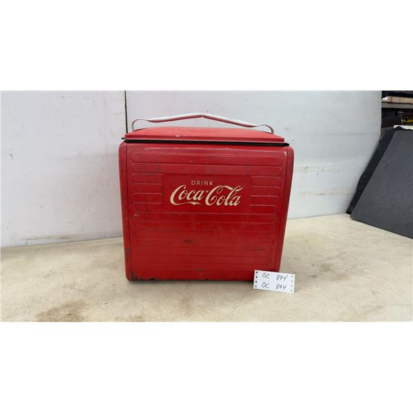 Vintage 1953 Coca-Cola Metal Cooler by St. Thomas Metal Signs Ltd. with Ribbed Front
