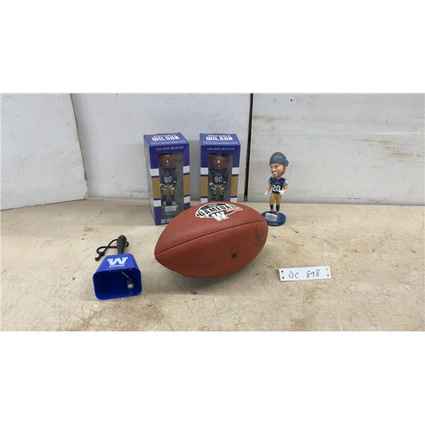 Winnipeg Blue Bombers Bobbleheads, Signed Gameday Football, Cowbell