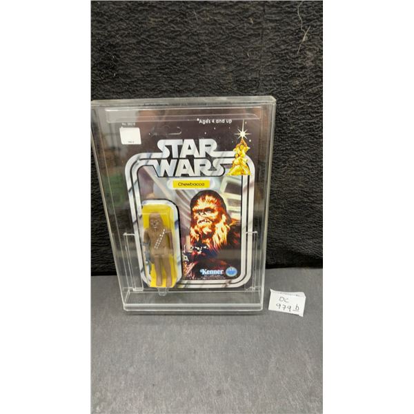 Star Wars Chewbacca Action Figure, Kenner, Reproduction Card, No. 38210, in Acrylic Case