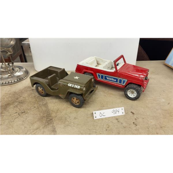 Vintage Tonka: Military Jeep and Red Ford Bronco Pressed Steel Toy Vehicles, 1960s-1970s