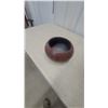 Image 5 : Handcrafted Pottery Lot: Carved Face Jar, Dark Globular Vase, and Reddish-Brown Bowl