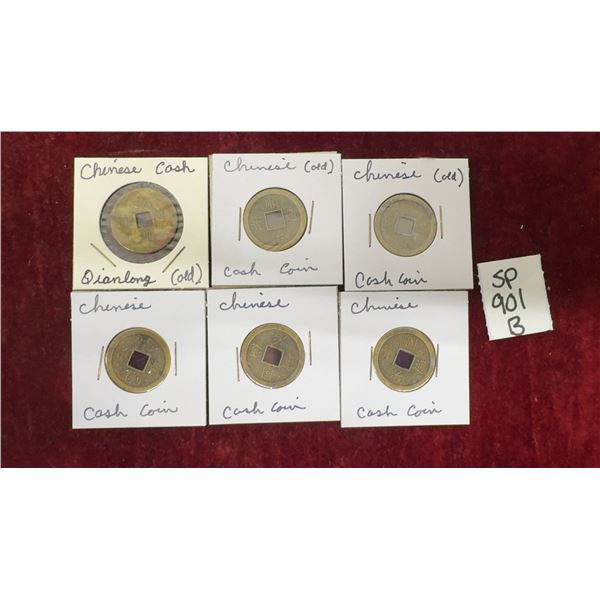 6 Vintage Chinese Cash Coins