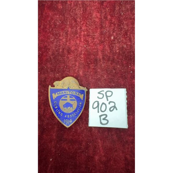 Rare Manitoba Curling Association 1914 pin - 1 1/2”