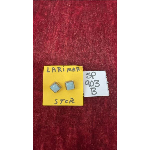 Ladies Larimar Gemstone Sterling Earrings