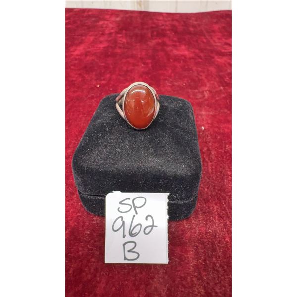 Ladies' Sterling and Carnelian Ring, Size 7